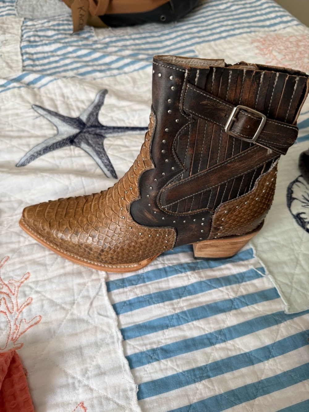 Freebird by Steven Brown Leather Western Ankle Boots